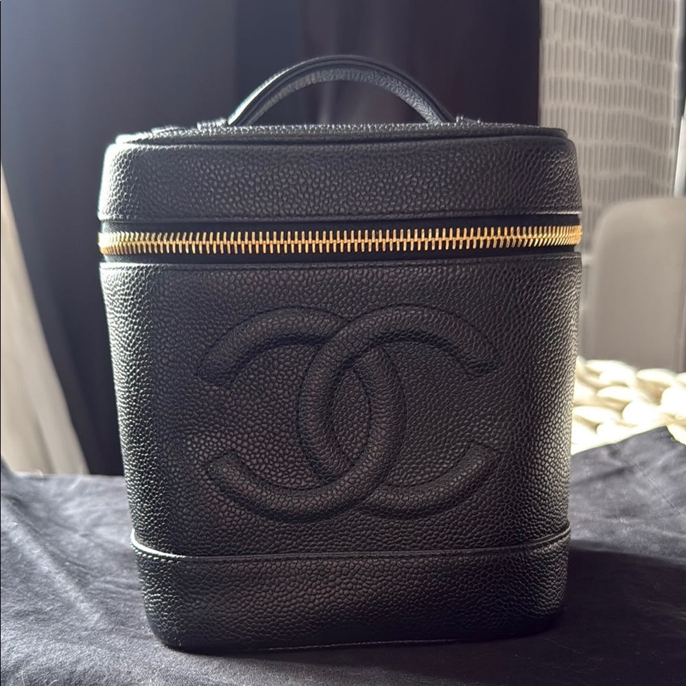 Chanel Black Leather Vanity Case